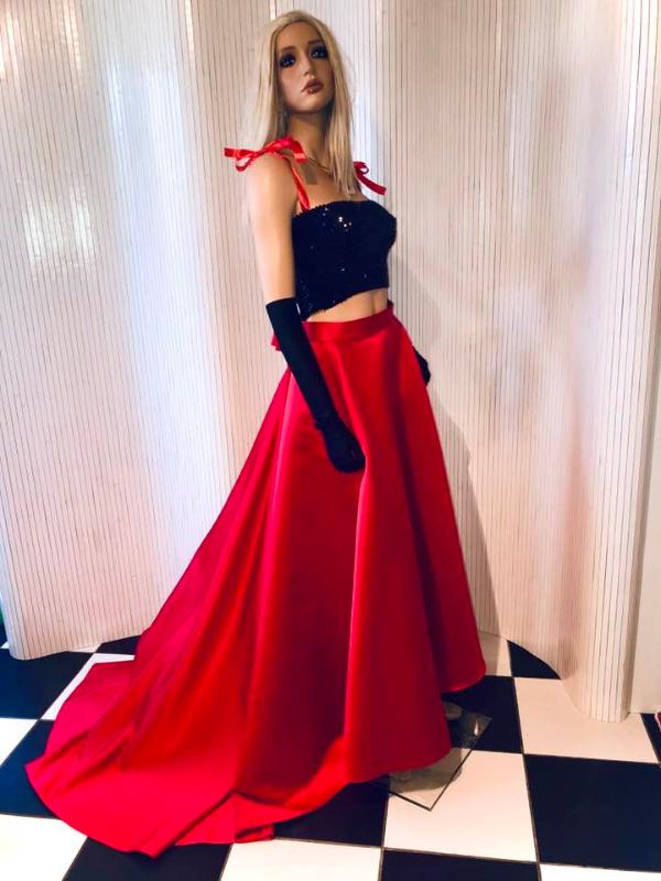 Scarlet Satin Duchess Skirt