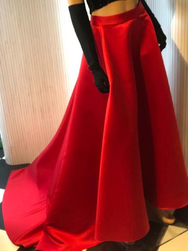 Scarlet Satin Duchess Skirt