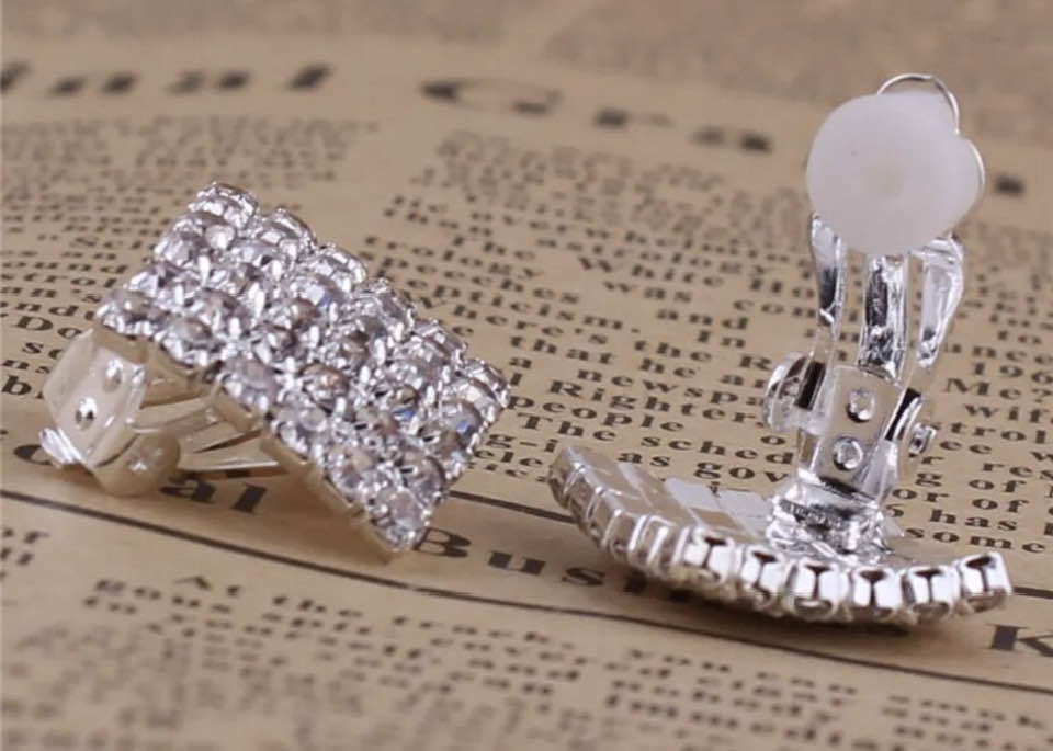Clip on crystal shiny earrings.