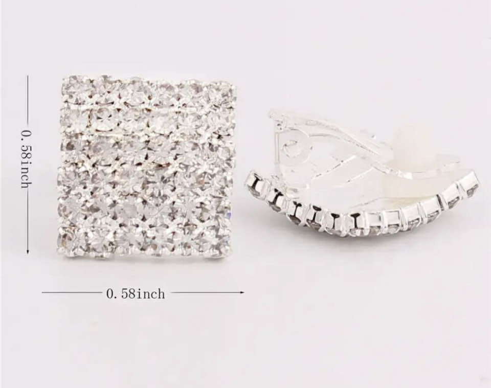 Clip on crystal shiny earrings.