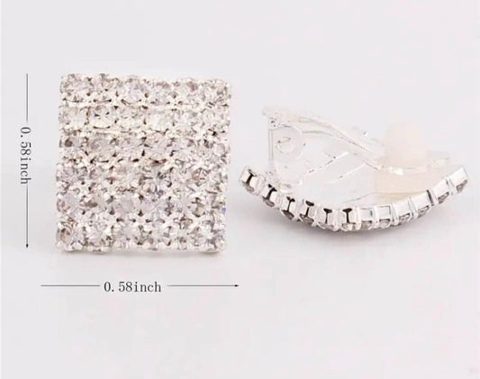 Clip on crystal shiny earrings.