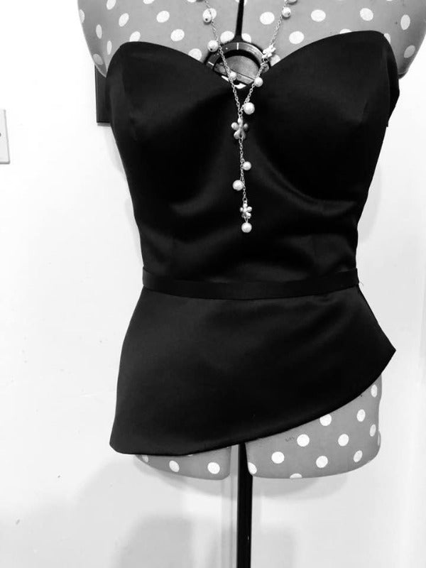 Duchess strapless top, Strapless asymmetrical top