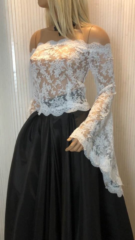 Off-shoulder top, floral corded lace top, Lace bridal top, Wedding top