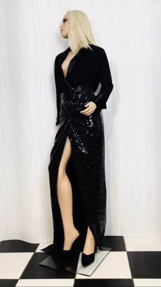 Knot Front Sequin long Skirt