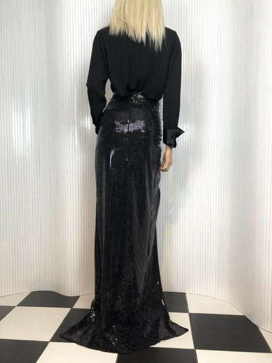 Knot Front Sequin long Skirt