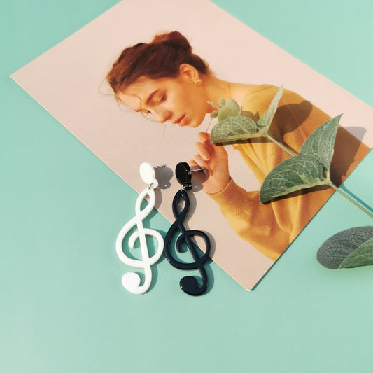 Musical concept earrings, Black and White earrings