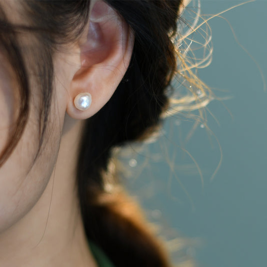 Natural Freshwater Pearl earring, Freshwater Pearl, 925 Sterling Silver Stud Earrings