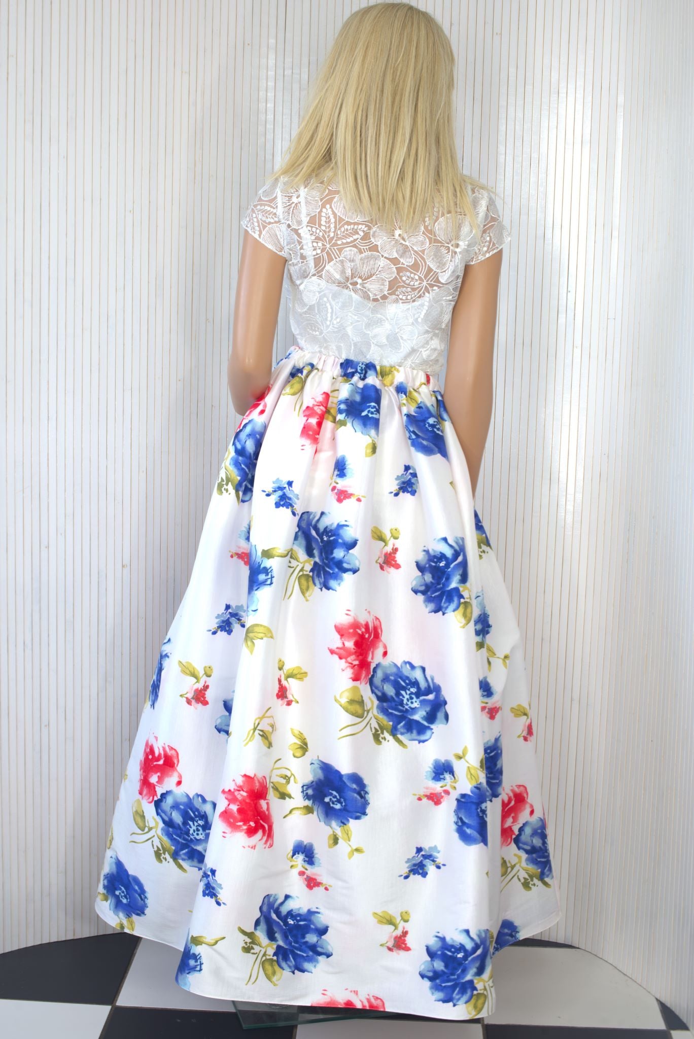 Taffeta floral maxi skirt