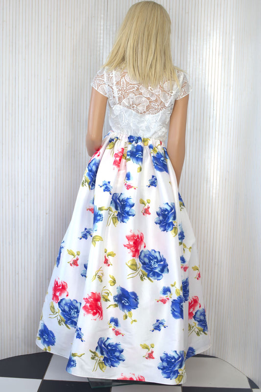 Taffeta floral maxi skirt
