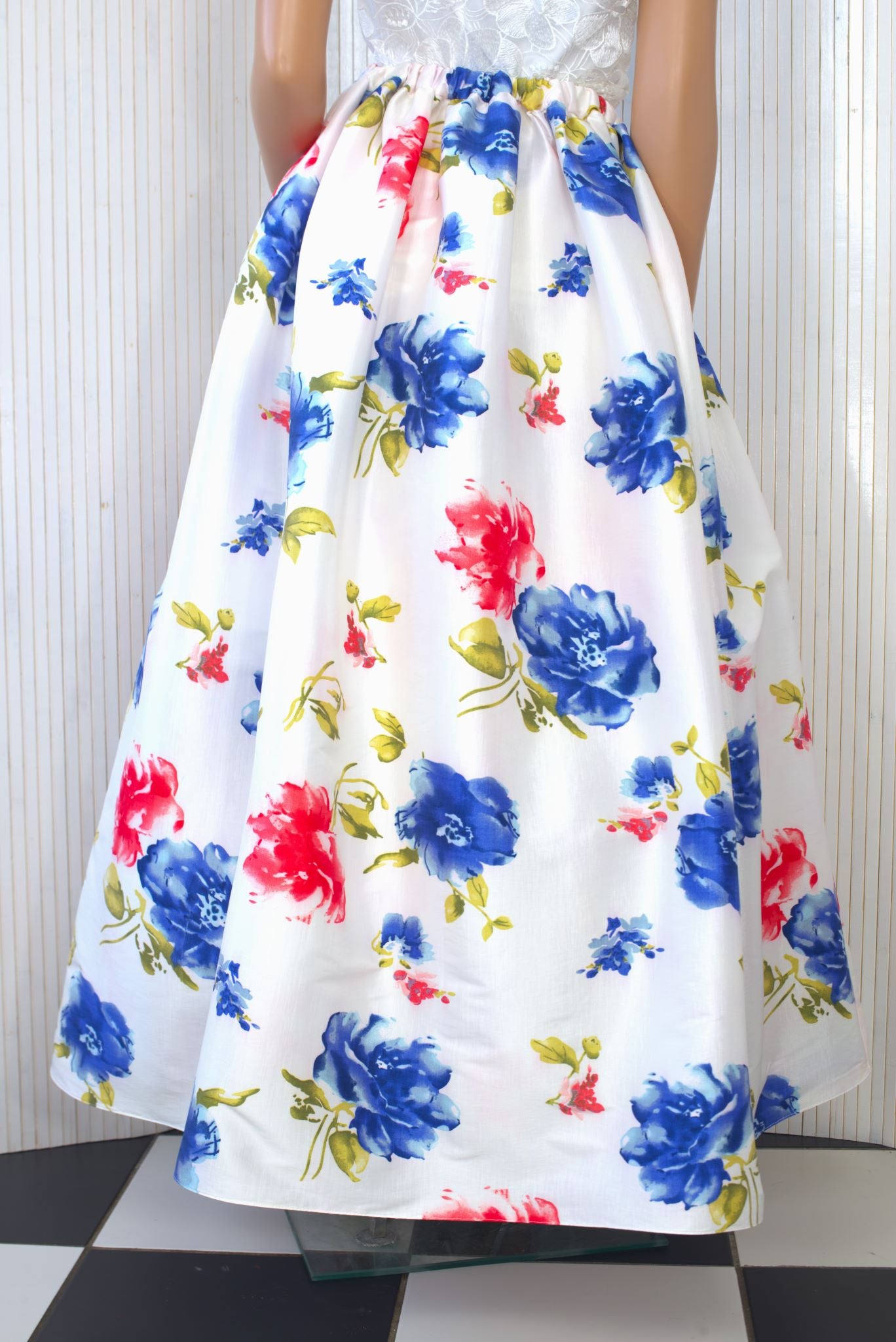 Taffeta floral maxi skirt
