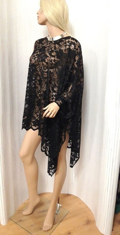 BLACK LACE PONCHO