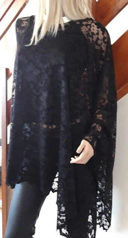 BLACK LACE PONCHO