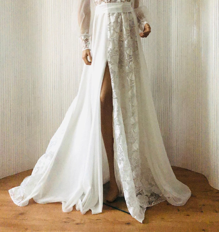 Long Sleeve Boho Beach Wedding Dress