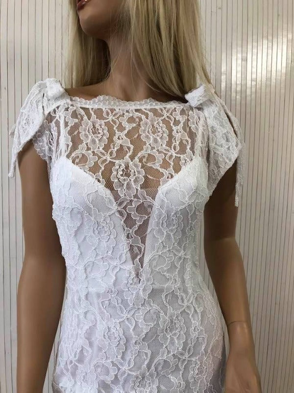 Zara wedding dress, Sleeveless dress, wedding dress, fishtail dress, Tie Strap dress, Boho wedding dress, beach wedding dress