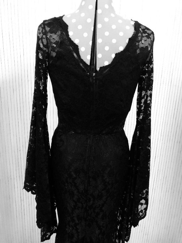 Black lace dress. Black gothic dress, black weeding gown, Morticia Dress