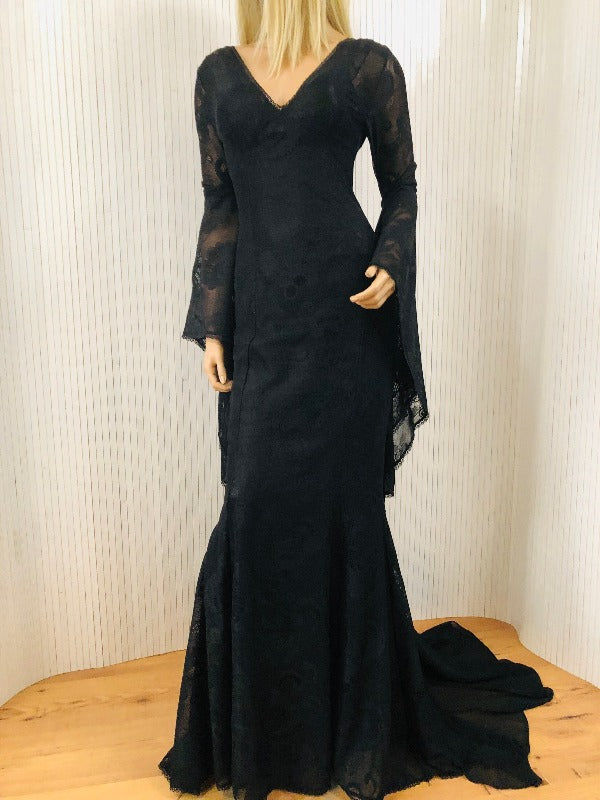 Black lace dress, Boho wedding dress, gothic black dresses