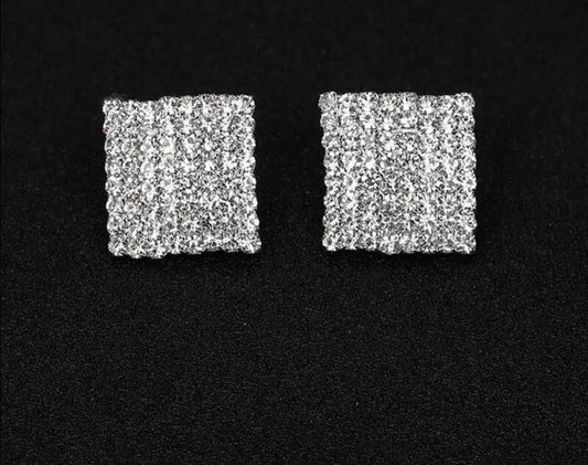 Clip on crystal shiny earrings.