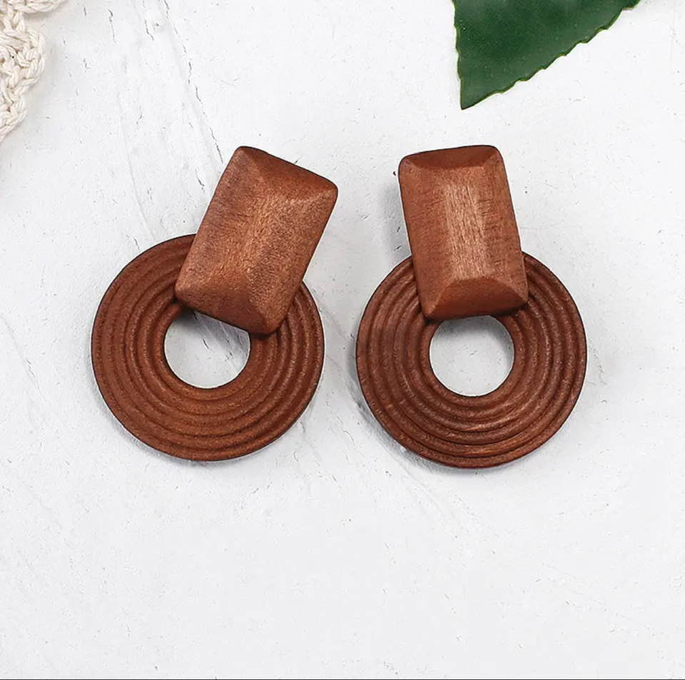 Wooden Drop Earrings