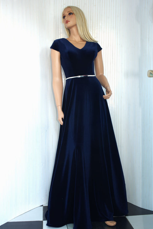 Katie velvet dress, Navy velvet dress