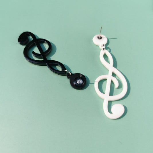 Musical concept earrings, Black and White earrings