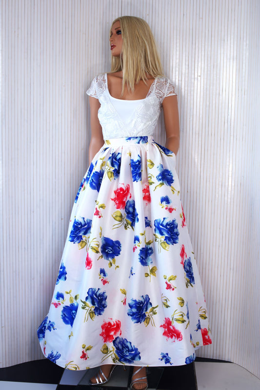 Taffeta floral maxi skirt