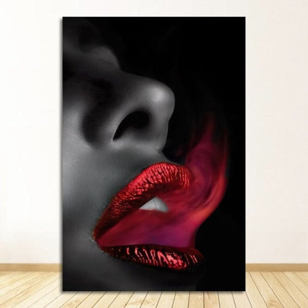 Wall art, Sexy metallic red lips