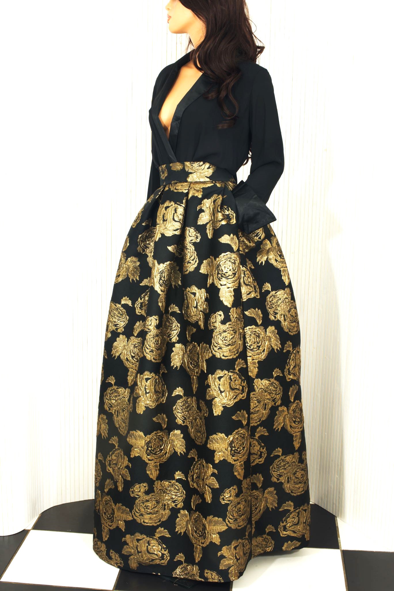 Brocade skirt, Floor length skirt, Formal event skirt