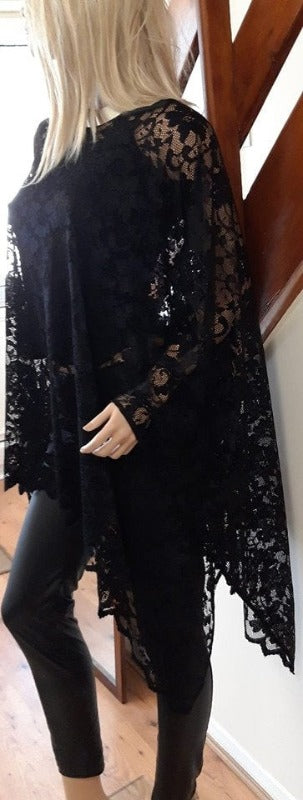 BLACK LACE PONCHO