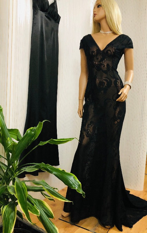 Thalia lace dress, Black wedding dress, Bridesmaid, Boho wedding  , Gothic black wedding dresses, Black Evening Gown, Wedding Guest Dress