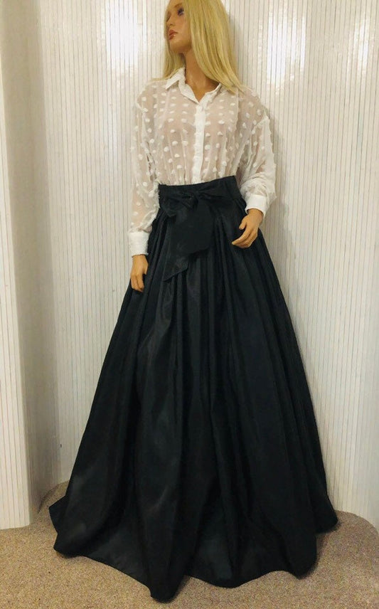 Maxi Taffeta Skirt, Pleated taffeta skirt